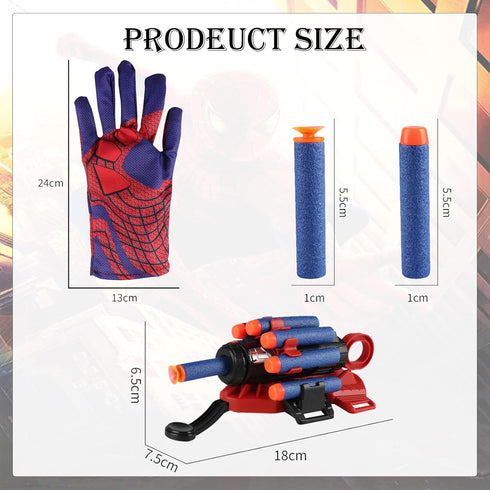 Spider Gloves Man Web Shooter Toy, Spider Kids Plastic Superhero Launcher Glove Hero Movie Launcher with Wrist Toy Set Funny Decorate Children Edu...
